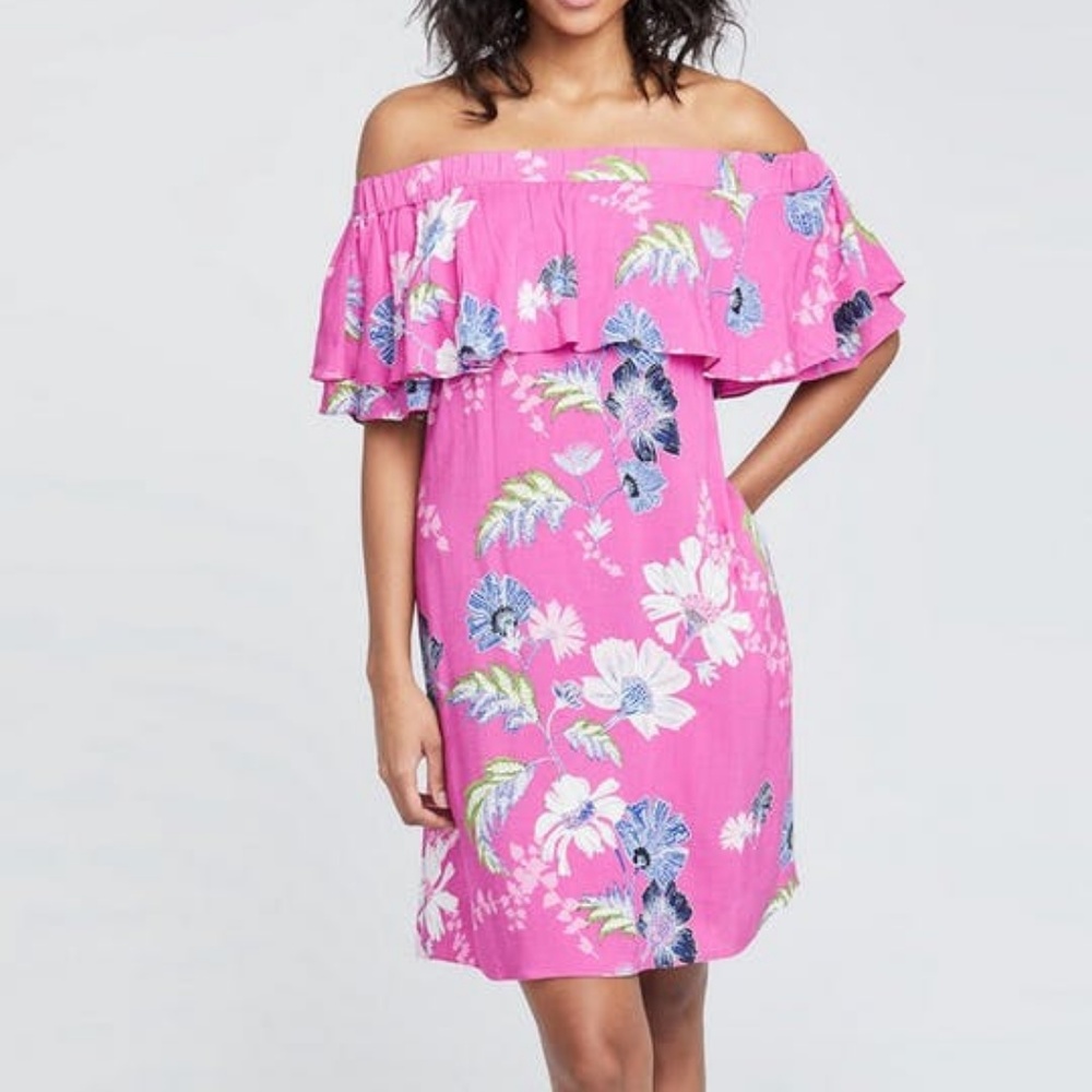 Rachel Roy Off the Shoulder Pink Floral Mini Dress